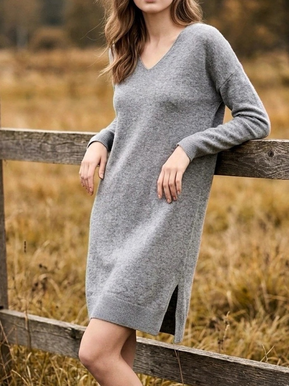 Bella Amore Gray V-Neck Mini Dress Like New